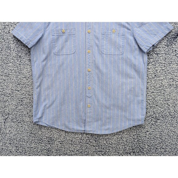 Lucky Brand Button Up Shirt Mens LG Short Sleeve Travel Golf Beachy Western Blue - Picture 4 of 11